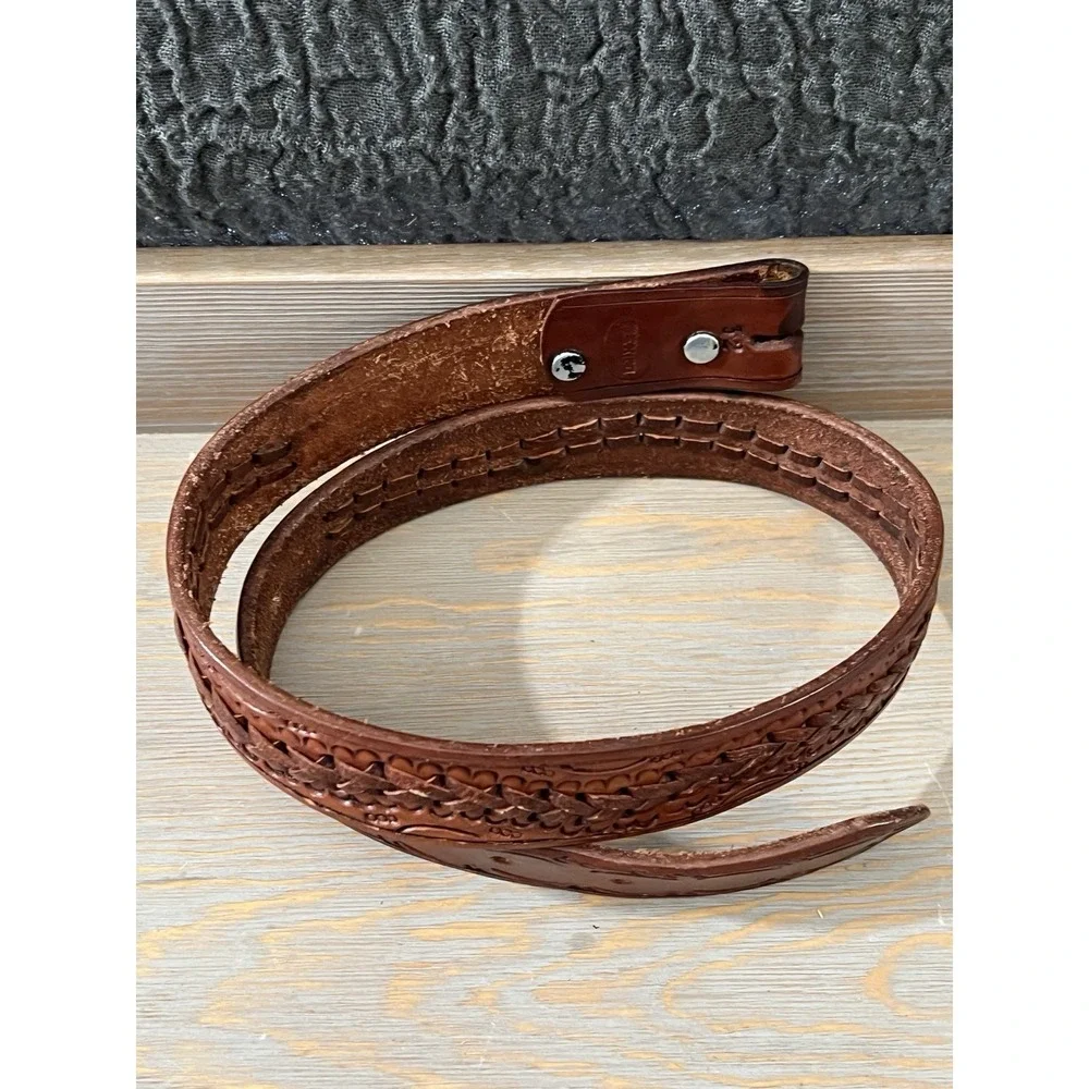 New Vintage Genuine Leather Hand Tooled‎ Braided Western Belt sz 32